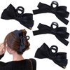 4 PACK Bow Claw Clip, Silky Satin Hair Bow Clips Black Hair Bow Hair Clips, Non-Slip Hair Styling Accessories for Thin Thick Curly Hair