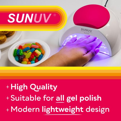 SUNUV SUN2C 48W UV Light for Nails,UV LED Nail Lamp with 4 Timer Settings,LED Nail Light Compatible with All Gel Types, Quick Drying Nail Dryer Pink