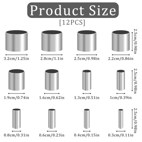 salbsever 12 Pcs Circular Cutter Hole Hollow Punch Cutter Set Polymer Clay Cutters Stainless Steel Round Circle Clay Cutters for Crafts Indentation Ceramics Dotting Baking Cutters