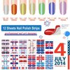 DANNEASY 12 Sheets Independence Day Nail Wraps 4th of July Nail Polish Strips Self-Adhesive Nail Polish Stickers Gel Fingernail Sticker Nails for Women with Nail File, Cuticle Stick