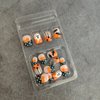 24Pcs Halloween Press on Nails Short Square French Tip Fake Nails Glitter Ghost Bat Spider Web Bow Nail Design Full Cover False Nails Acrylic Glue on Nails DIY Halloween Nail Art Decoration for Women