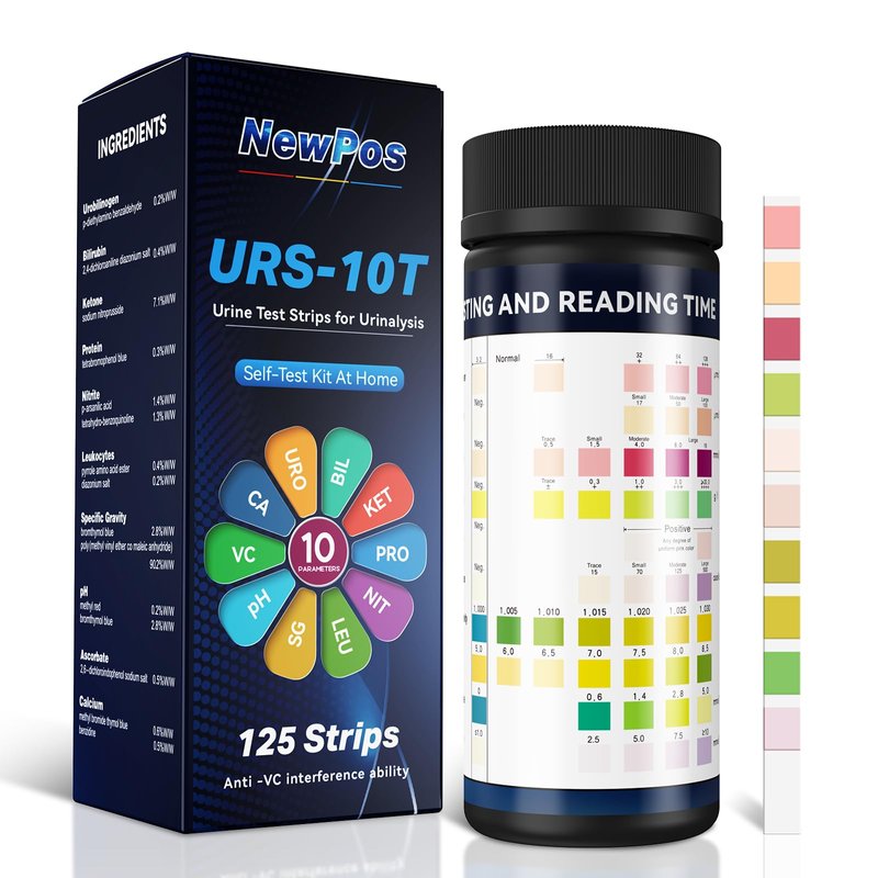 NewPos Urine Test Strips for Urinalysis: 10-in-1 125 CT Urinalysis Test ...