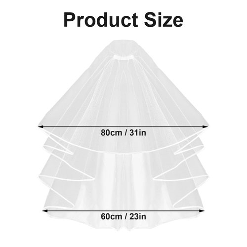 Bridal Veil Women's Simple Tulle Short Lace Wedding Veil Ribbon Edge with Comb for Wedding Bachelorette Party Decorations Bridal Shower, Bride To Be Gift