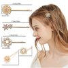 10Pieces Rhinestone Bobby Pin Stars and Moon Hair Clips Gold Metal Alloy Rose Hair Pin Clear Crystal Hair Barrettes Decoration Hair Accessories for Women Girls