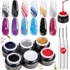 SAVILAND Spider Gel Nail Art - 6 Colors with Brushes for Line Designs, Drawing, and Polish