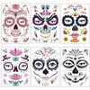 TailaiMei 12 Sheets Day of the Dead Face Skeleton Tattoos/Dia De Los Muertos, Halloween Sugar Skull Costume Makeup Temporary Tattoos for Costume Apparel Party