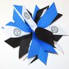 Sublimation Specialties Volleyball Pom Hair Bow - Made in The USA, Black/Royal, White Pony Band