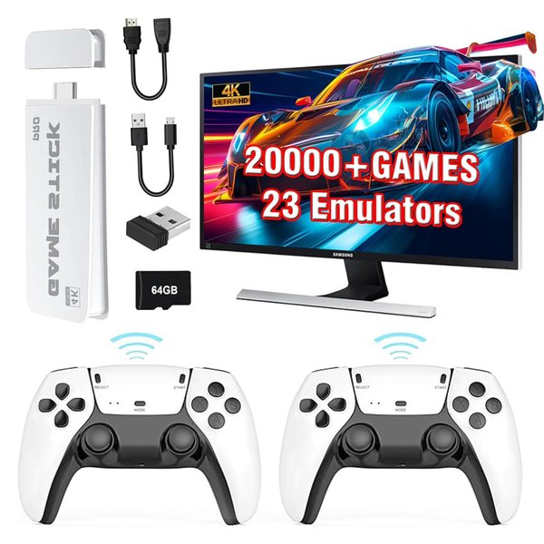 Wireless Retro Game Console Classic Plug and Play Retro Gaming Console with Built-in 23 Emulators 20000+ Games, 4K HDMI Output & 2.4G Wireless Controller Gamepad, Gifts for Christmas