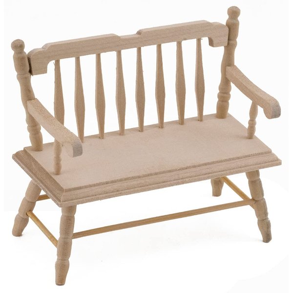 Dollhouse Miniature Deacon Bench (Unfinished)