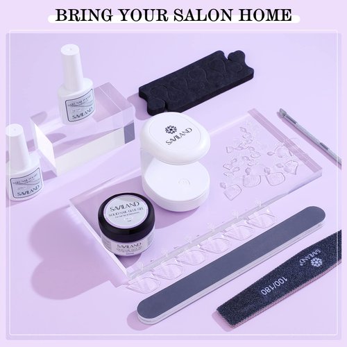 SAVILAND Toenail Tips and Solid Glue Gel: 500PCS Clear Gel X Toe Nail Kit Full Cover Press on Toe Tips with Nail Glue Gel Base & Top Coat U V Light Pedicure Kit for Nail Salon Home DIY Gift For Women