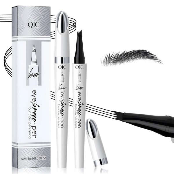 Microblading Tattoo Eyebrow Pencil, 2024 New Magic Eyebrow Pencil 3d waterproof, 4-Tipped Microblading Eyebrow Pen Long-Lasting Natural Fine Stroke Eyebrow Pencil (Black)