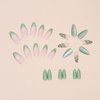 Tyuimhx Green Cat Eye Press on Nails Medium Almond Fake Nails Glitter French Tip False Nails with Flowers Designs Full Cover Stick on Nails Acrylic Artificial Nails for Women Girls Glue on Nails 24Pcs