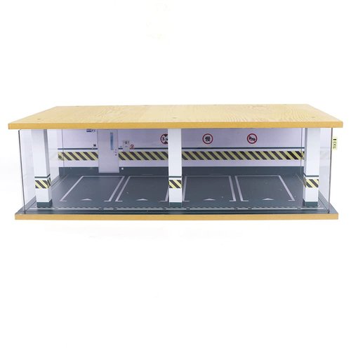 1/24 Parking Garage Model Car Garage Display Case with Clear Acrylic Cover and LED Lighting Toy Car Storage Tabletop Showcase for Boy Kids Home Toy Stores