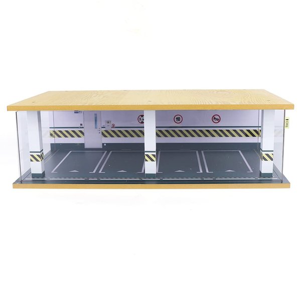 1/24 Parking Garage Model Car Garage Display Case with Clear Acrylic Cover and LED Lighting Toy Car Storage Tabletop Showcase for Boy Kids Home Toy Stores