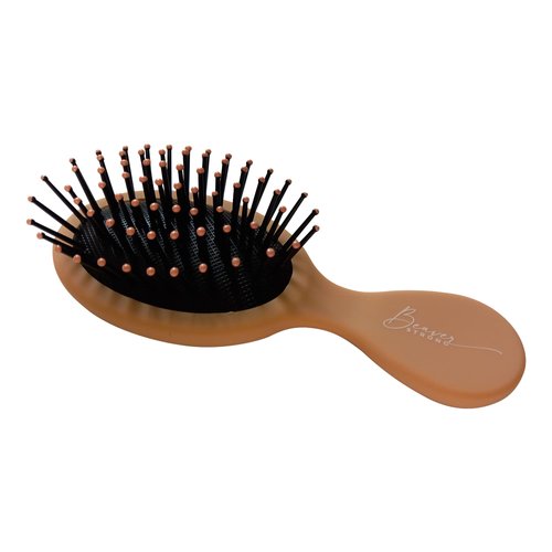 Essential Mini Hair Brush by BeaverStrong, Pocket-size Detangler Brush with Soft Bristles for Travel, Toddlers, Kids, Teens (Light Peach)