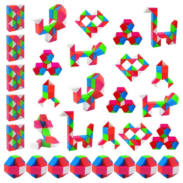 Aubrogo Party Favors -30Pcs Fidgets Snake Cube Puzzles Toy for Goodie Bags, Boys Stocking Stuffers, Bulk Christmas Fidgets Toys Classroom Prizes Birthday End of Year School Students Gifts Party Toys