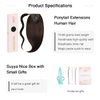 SUYYA Human Hair Ponytail Wrap Around Clip in Hair Piece Ponytail Extension Human Hair Straight Ponytail Hair Extensions with Magic Paste 70G 14 Inch #2 Darkest Brown