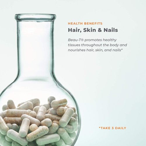 Beau-T - Hair, Nail & Skincare Supplement - Biotin Collagen Horsetail MSM & Turmeric - Promotes Healthy Hair and Nail Growth - Supports Clear Skin & Fights Acne - Nail Strengthener - 180 Capsules