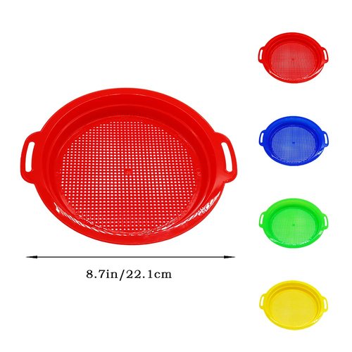 OJYUDD 4 Pcs Sands Multi-Colored Sand Sifters,Plastic Sand Sifter,Sand Sifter Sieves for Sand and Beach(Red,Blue,Yellow and Green)