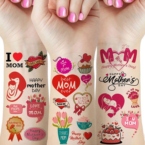 70 Pieces Mom Heart Tattoos, Mother's Day Temporary Tattoo Stickers Party Decoration Supplies favors for Women Kids Boys Girls