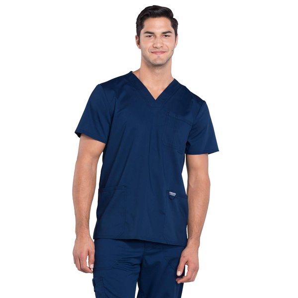 Cherokee V- Neck Men's Scrubs Top with Pockets WW670, M, Navy