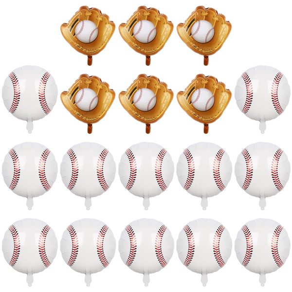SAMOKA Baseball Balloons,18 PCS 18 Inch Baseball Foil Balloons,baseball party decorations,baseball birthday decorations,baseball party supplies