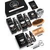 Beard Grooming Kit with 2 Pack Beard Original Oil, Beard Balm, Wash & Conditioner for After Shave Lotions-Sandalwood, Beard Brush, Combs, Valentine's Day Christmas Fathers Gifts for Dad or Men