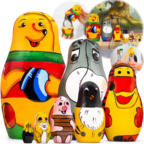 Matryoshka Nesting Dolls Set of 7 - Matryoshka Dolls with Characters from Animated Series Winnie the Pooh