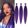 Purple Braiding Hair Extensions 16 Inch Pre stretched Braiding Hair Hot Water Setting Synthetic Hair Pre Stretched Crochet Braids Hair(16 Inch,3 Packs,Purple#）