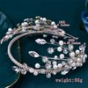 LOVFOIVER Rhinestone Wedding Headband Pearl Bridal Headpiece Crystal Leaves Hair Accessories for Brides and Bridesmaid
