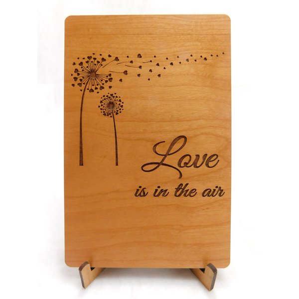 Laser ENGRAVING Custom Laser Dandelion Love Wood Card. Customize OnLine (Custom Front Add Back Engraving)