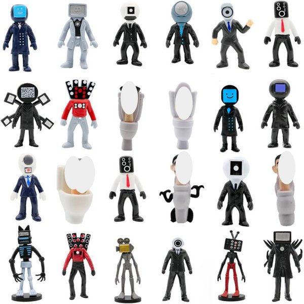 24PCS Toilet Figure Doll Set Toilet Cameraman, Toilet Toys Horror Game Model Building Toy Animation Toys Suitable for Game Fans, Birthday for Friends