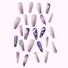 24 Pcs Press on Nails Long, Violet Fake Purple Full Cover False Nails with Rhinestone Designs Extra Long Glue on Nails Acrylic Nails for Women and Girls