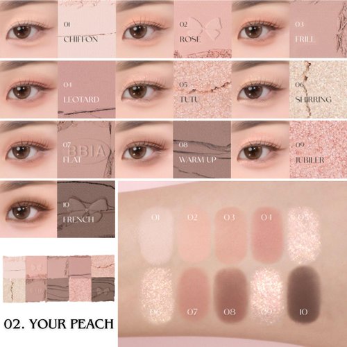 BBIA Essential Eye Palette - Buildable & Blendable Eyeshadow Palette, Soft Shade, Shimmer Finish, Gorgeous Pearls, Warm & Cool Tone Natural Eye Shadow Colors, Vegan, Korean Eye Makeup (02 YOUR PEACH)
