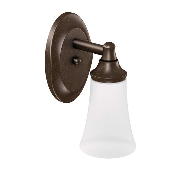 Moen YB2861ORB Eva 1-Light Dual-Mount Bath Bathroom Vanity Fixture with Frosted Glass, Oil Rubbed Bronze