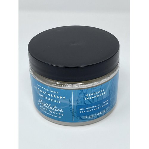 Meditative Ocean Waves Bergamot Cedarwood Sea Salt bath body Scrub 17 oz