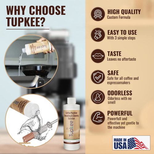 Tupkee Universal Descaling Solution for Keurig Breville Nespresso & Delonghi (2 Uses) | Coffee Machine Descaler Cleaner | Liquid To Descale Automatic Coffee Makers & Espresso Machines
