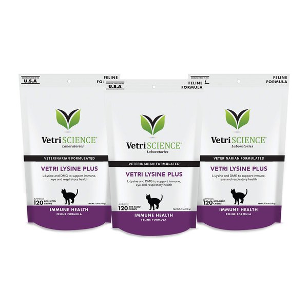 VETRISCIENCE Laboratories - Vetri Lysine Plus, 120 Bite Sized Chews, 3 Pack