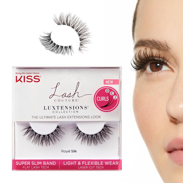 KISS Lash Couture Luxtension False Eyelashes, 'Royal Silk', 10 mm, Includes 1 Pair Of Lash, Contact Lens Friendly, Easy to Apply, Reusable Strip Lashes