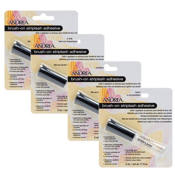 Andrea Brush on Clear Strip Lash Adhesive for Fake Lashes, 4 pk
