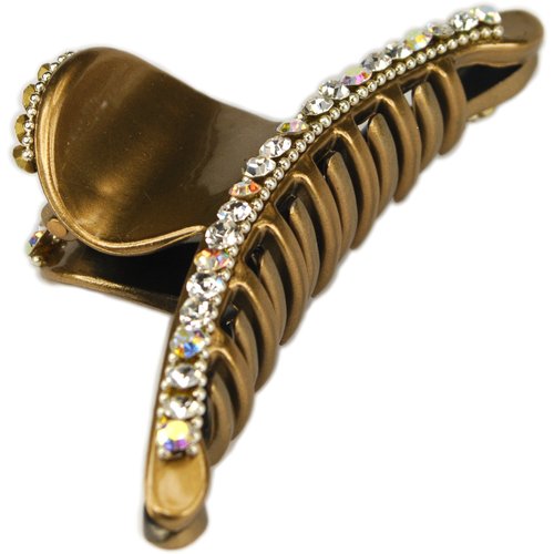 Hair Clip, Gold Colored with Rhinestones + GIFT BAG