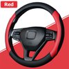 AUCELI Car Steering Wheel Cover, Universal Leather Auto Steering Wheel Protector, Carbon Fiber Anti-Slip Auto Interior Accessories for Men and Women, 15 inch for Most Cars, Trucks, SUV（Black/Red）