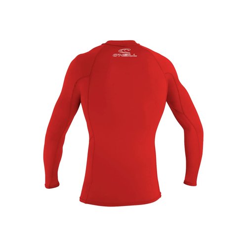 O'NEILL Men's Basic Skins 50+ Long Sleeve Rash Guard, Red, M