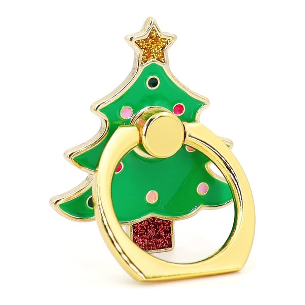 Cell Phone Ring Holder, Christmas-Tree Finger Ring Grip Stand, 360° Rotation 180° Flip Universal Kickstand, Compatible with All Smartphones, Creative