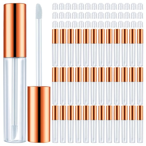 Nuanchu 100 Pcs 10 ml Empty Lip Gloss Tubes, Rose Gold, Reusable, Lightweight, Easy to Carry, Ideal for Travel, Made of Rubber
