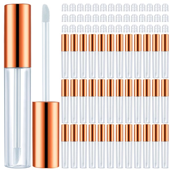 Nuanchu 100 Pcs 10 ml Empty Lip Gloss Tubes, Rose Gold, Reusable, Lightweight, Easy to Carry, Ideal for Travel, Made of Rubber