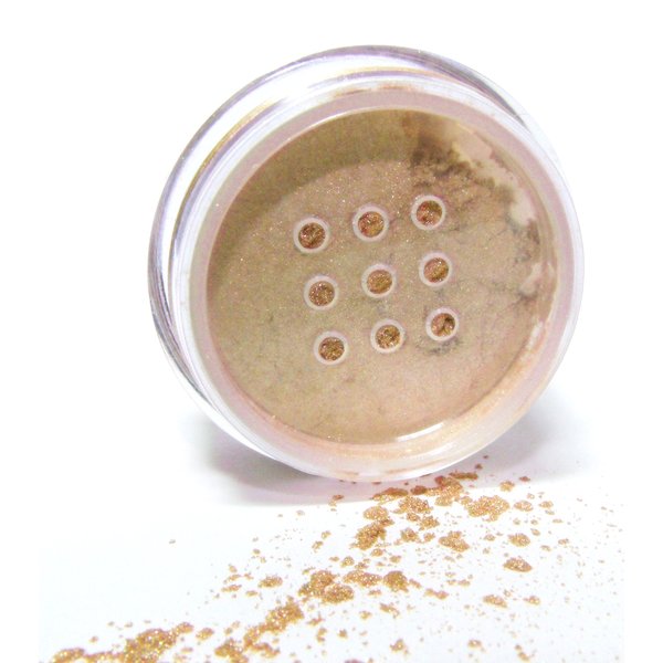 Pure Ziva Sand Beige Nude Naked Gold Goddess Glam Shimmer Loose Eyeshadow Powder Pigment, Single Glitter Mineral Dust Jar Pot; Talc, Paraben & Cruelty Free, No Animal Testing