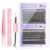 Lash Extension Kit, PITHER Lash Clusters Kit with DIY 280pcs Individual Cluster Lashes and Lash Bond and Seal Lash Tweezers for Self Use at Home 0.07mm 10-16mm Mix 40D 50D