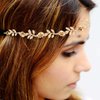 Ainvhh 4 Pieces Elastic Flower Head Chains Gold Leaves Headbands for Women Metal Chain Hair Band Head Pieces Wedding Hair Jewelry Festival Prom Wedding Headpiece for Women and Girls