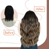 Sunny Hair Ombre Tape in Hair Extensions Real Human Hair Ombre Black Tape in Extensions Human Hair Natural Black to Dark Brown with Ash Brown Human Hair Tape Extensions Ombre 10pcs 24inch